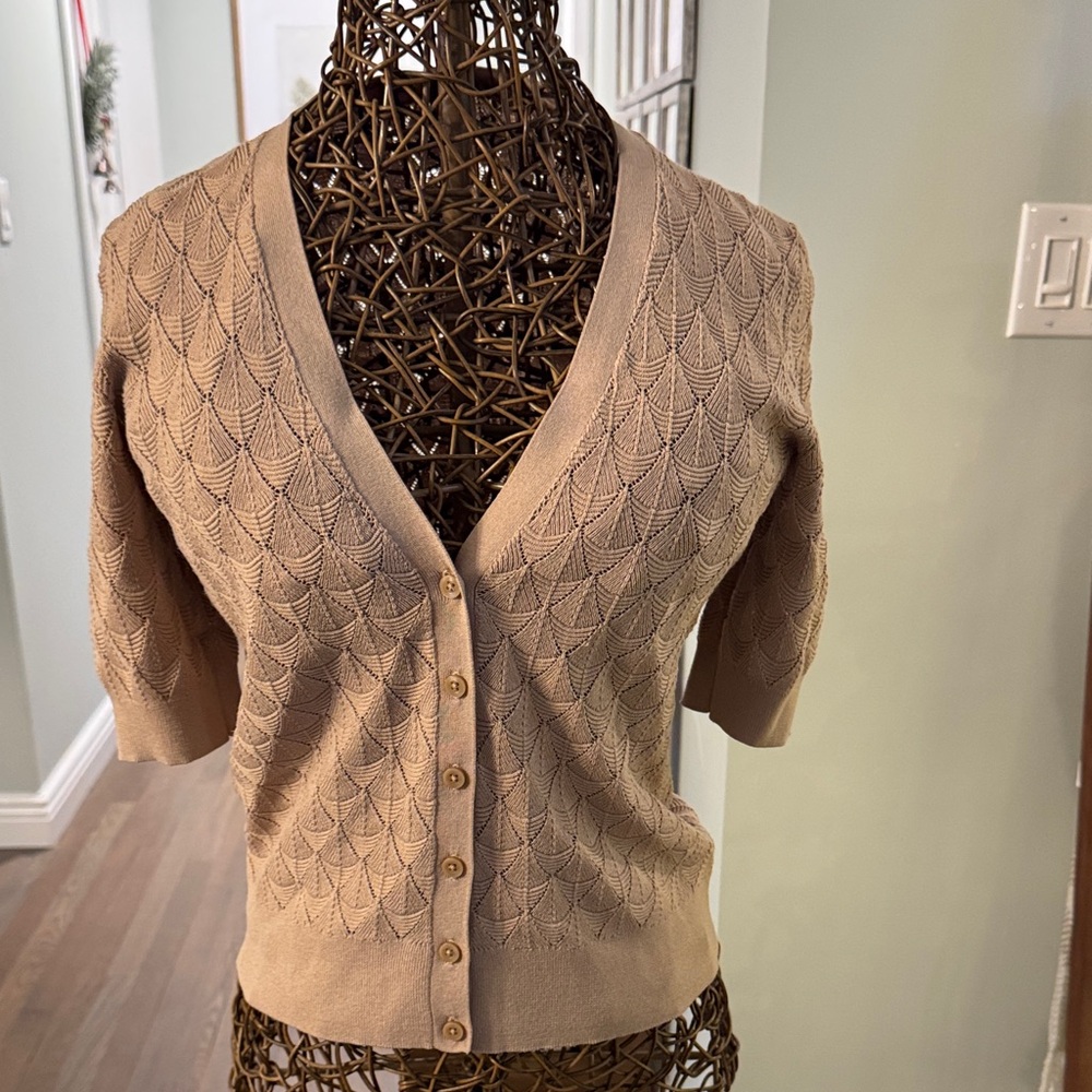Ann Taylor Factory Tan Cardigan Sweater